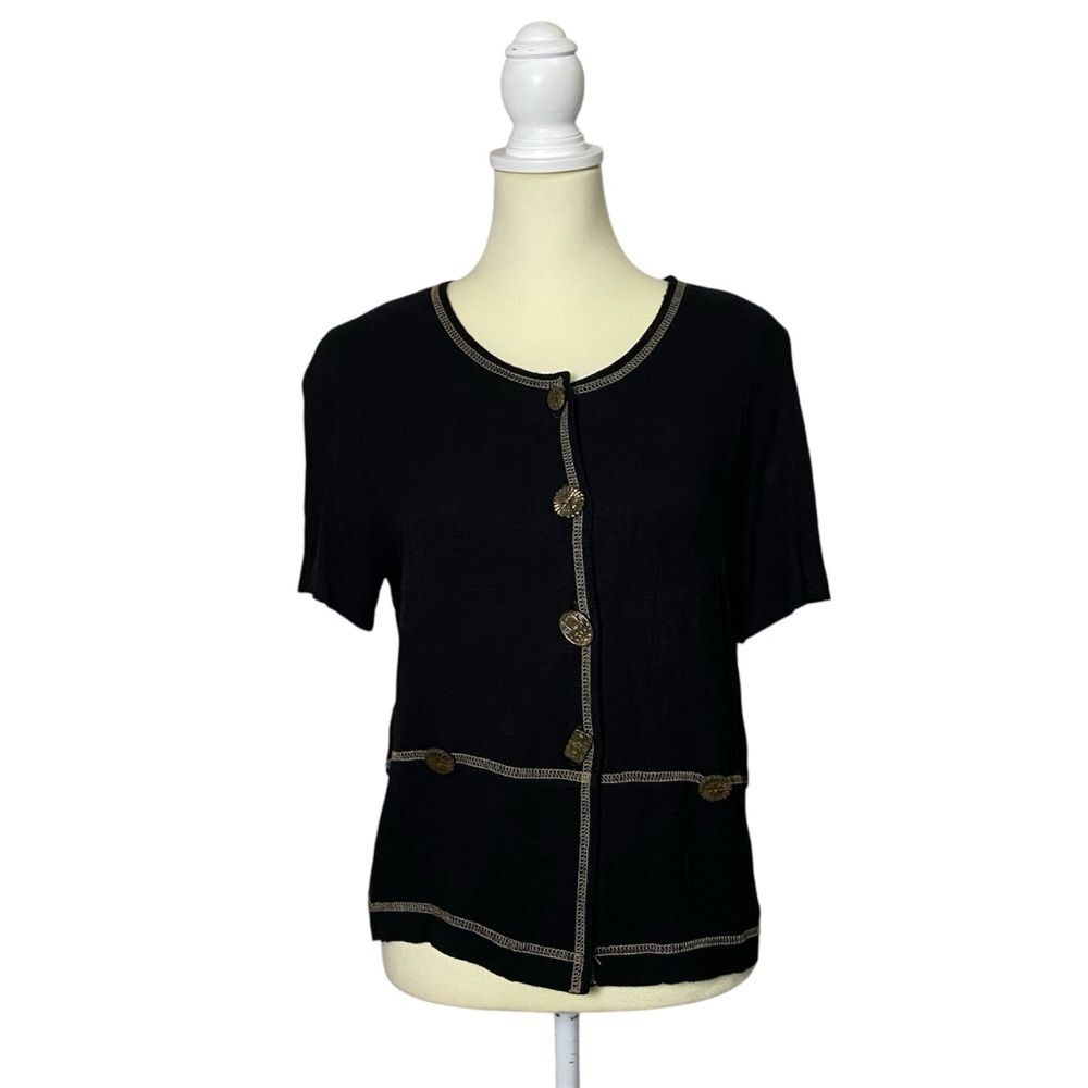 Vintage Earth Song Boho Lagenlook Button Up Rayon Blouse Women's Size 6